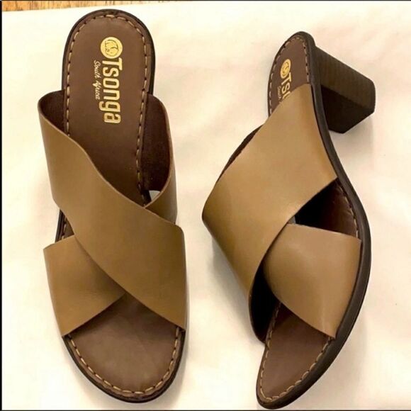 TSONGA DARK BEIGE CRISS CROSS FRONT LEATHE… - Picture 2 of 8